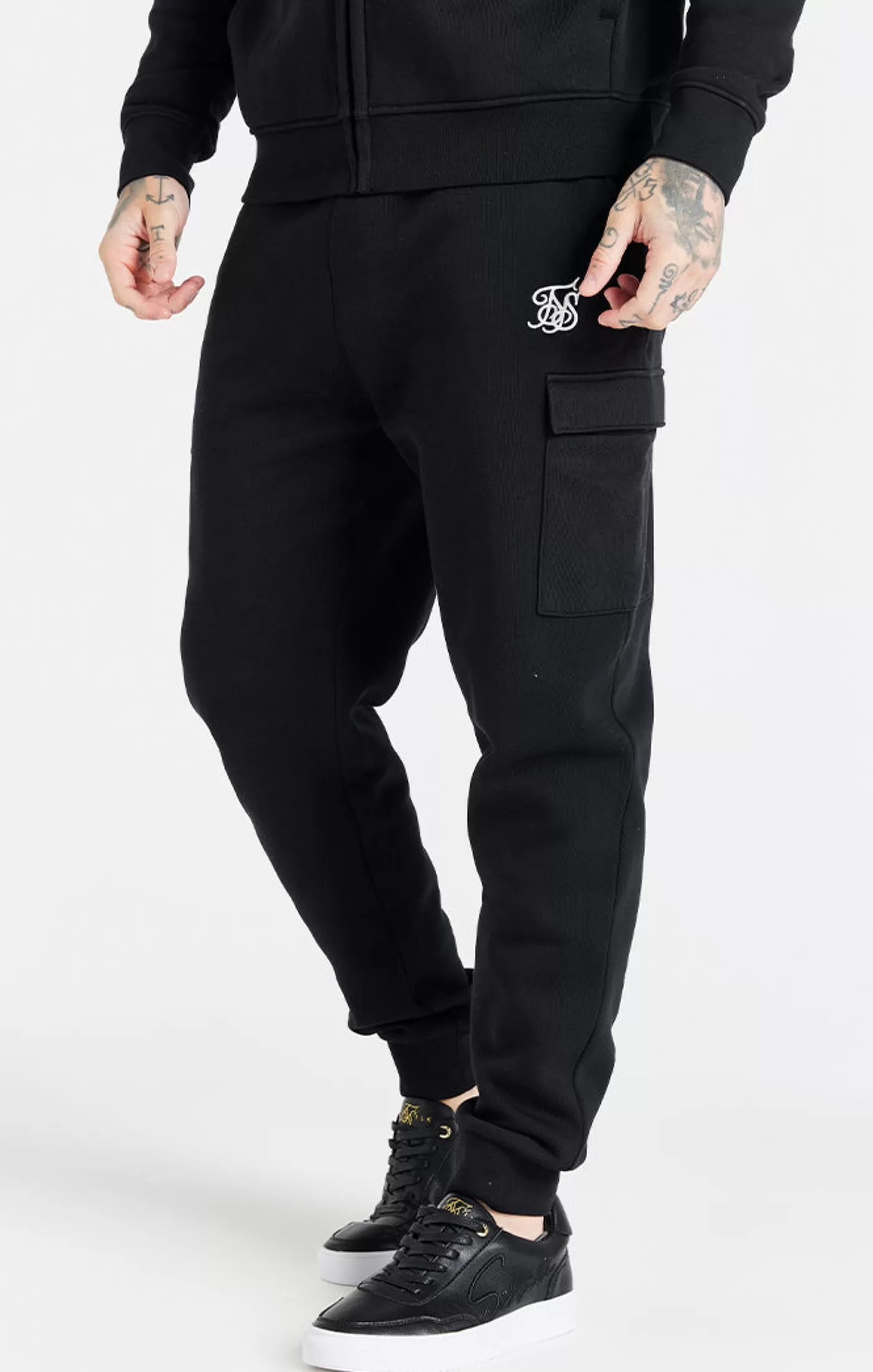 Flash Sale Black Essential Cargo Polarne Jogger Spodnie Dresowe