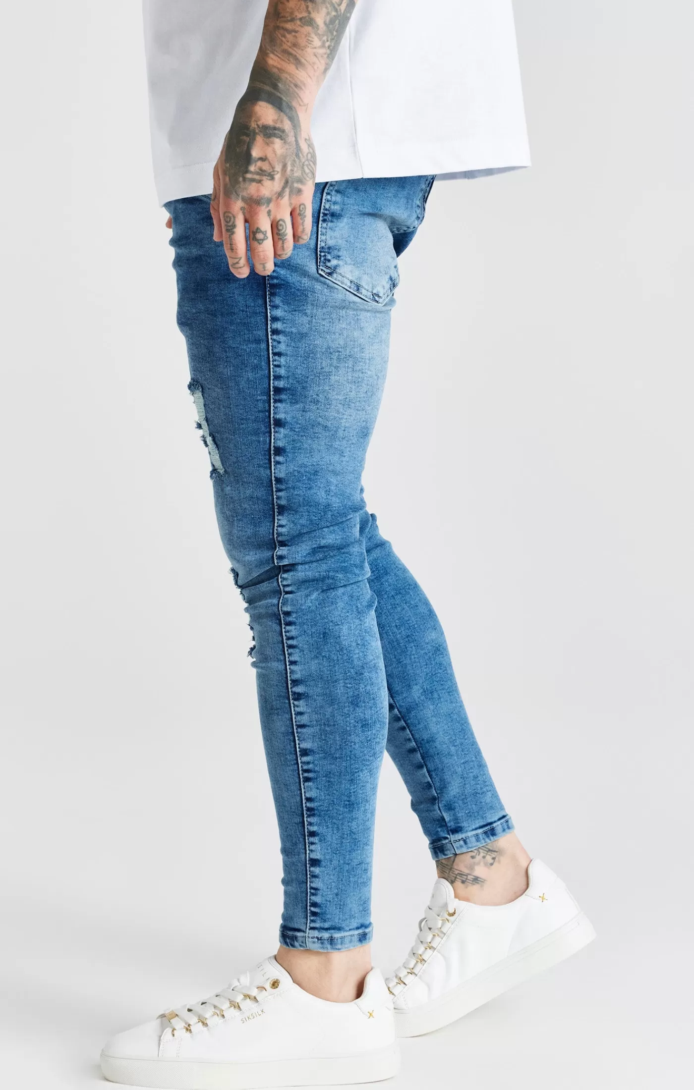 Flash Sale Niebieski Mid Wash Essential, trudny chudy dżins Dżinsy